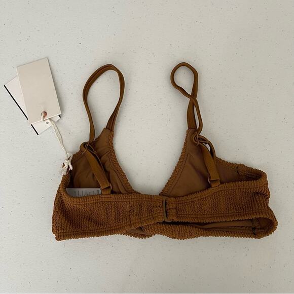 NWT Good American Bikini Swim Bathings Suit Always Fit Twist Top Bronze Brown LG - Picture 3 of 10